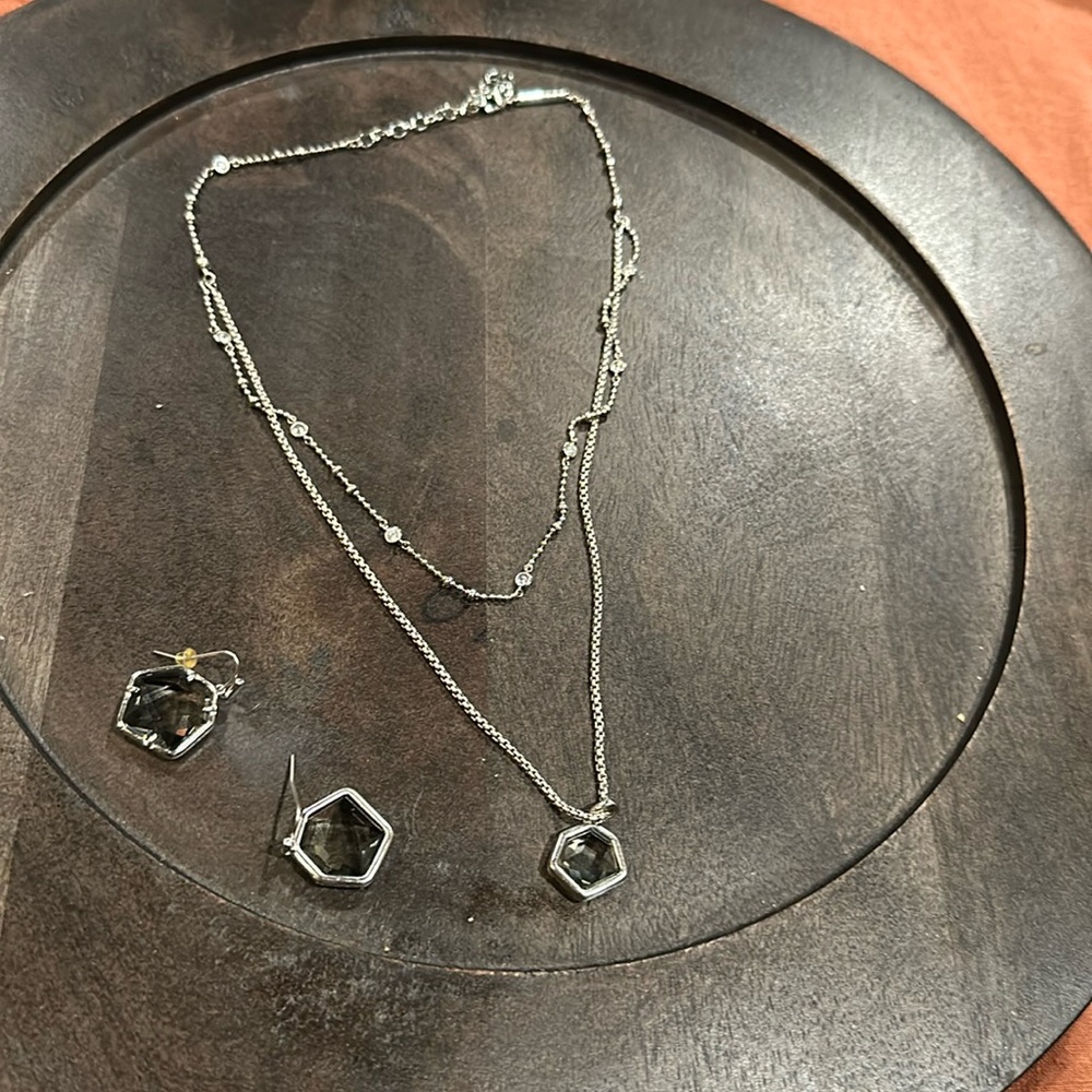 Kendra Scott Vanessa Rhodium necklace & earring set